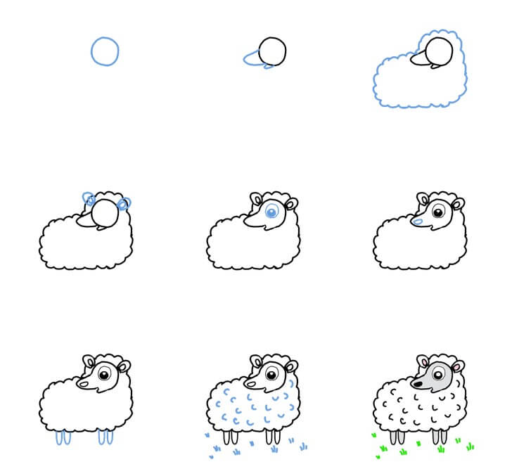 Desenhos de Ovelha olham para trás