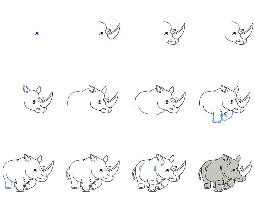 Desenhos de Rinoceronte caminhando
