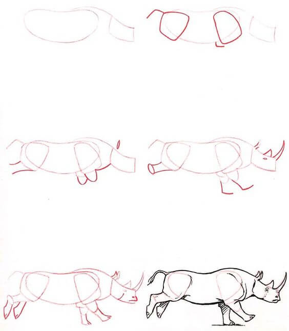 Desenhos de Rinoceronte correndo