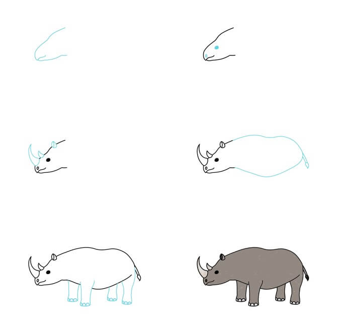 Desenhos de Rinoceronte Fácil