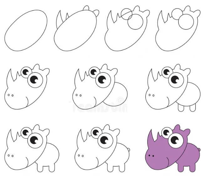 Desenhos de Rinoceronte muito fácil