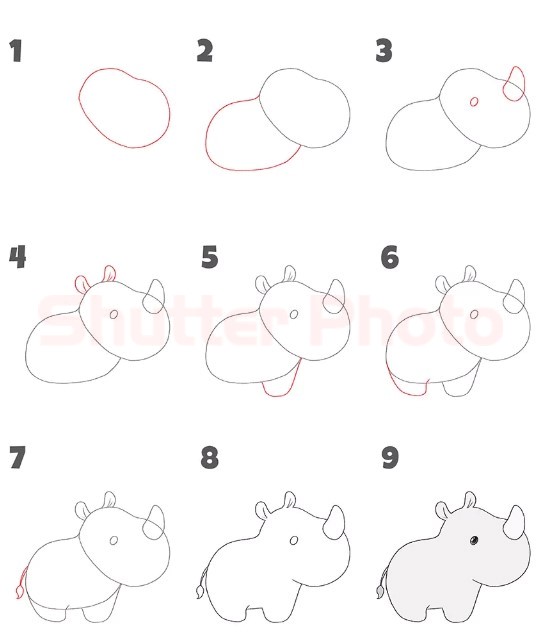 Desenhos de Rinoceronte muito fofo