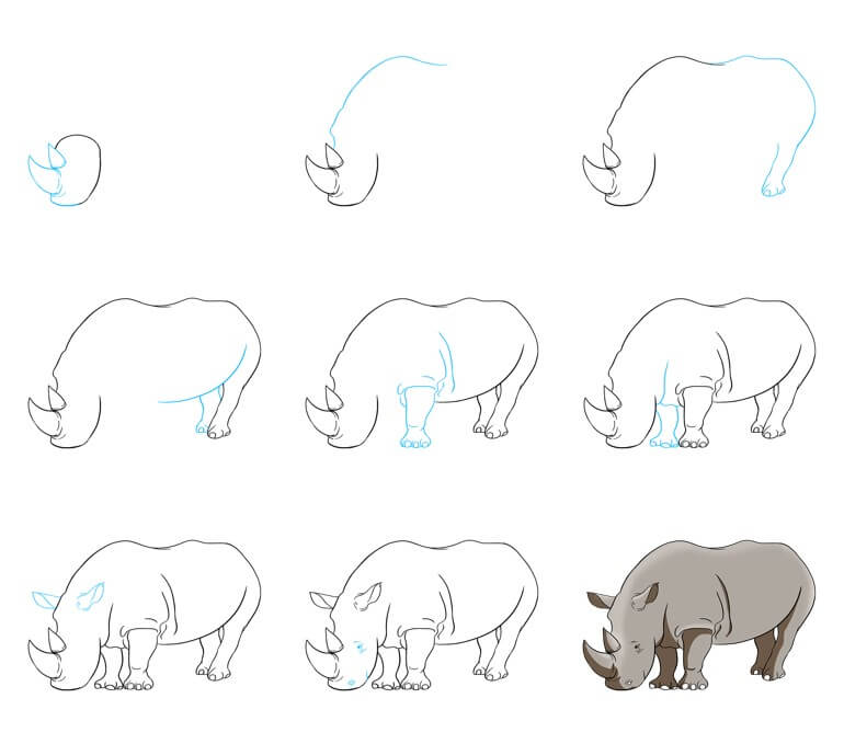 Desenhos de Rinoceronte realista