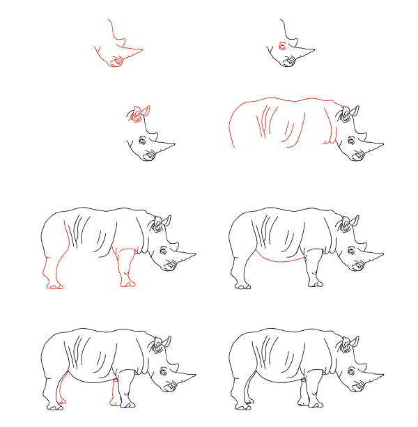 Desenhos de Rinoceronte realista grátis