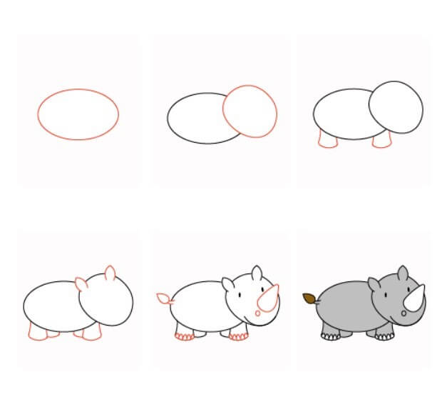 Desenhos de Rinoceronte simples