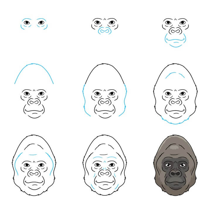 Desenhos de Rosto de gorila