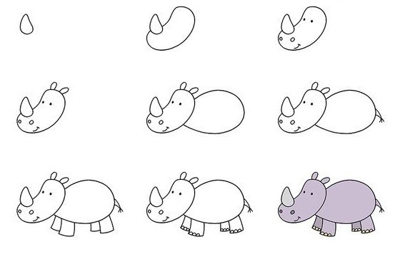 Desenhos de Um rinoceronte tranquilo