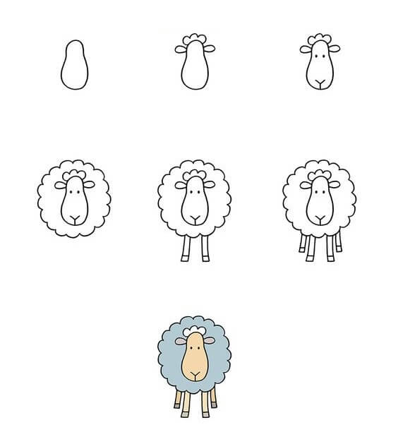 Desenhos de Vista frontal de uma ovelha