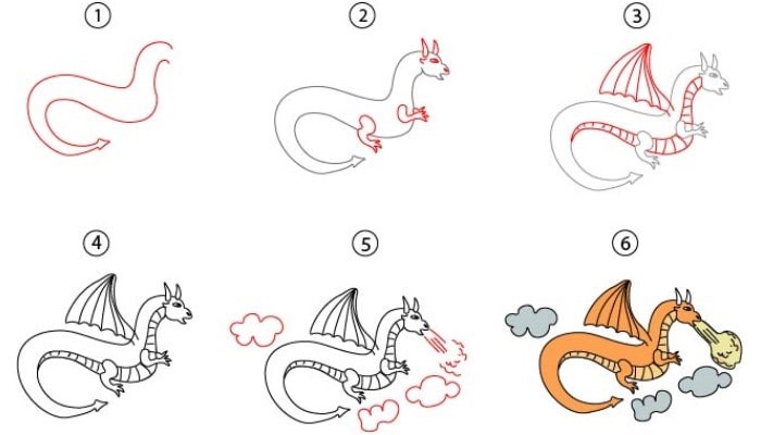 Desenhos de Dragão no céu