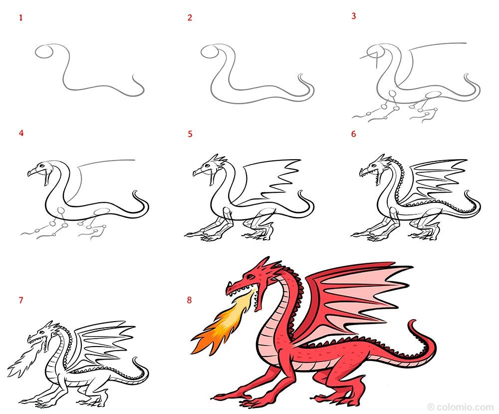 Desenhos de Dragão que cospe fogo