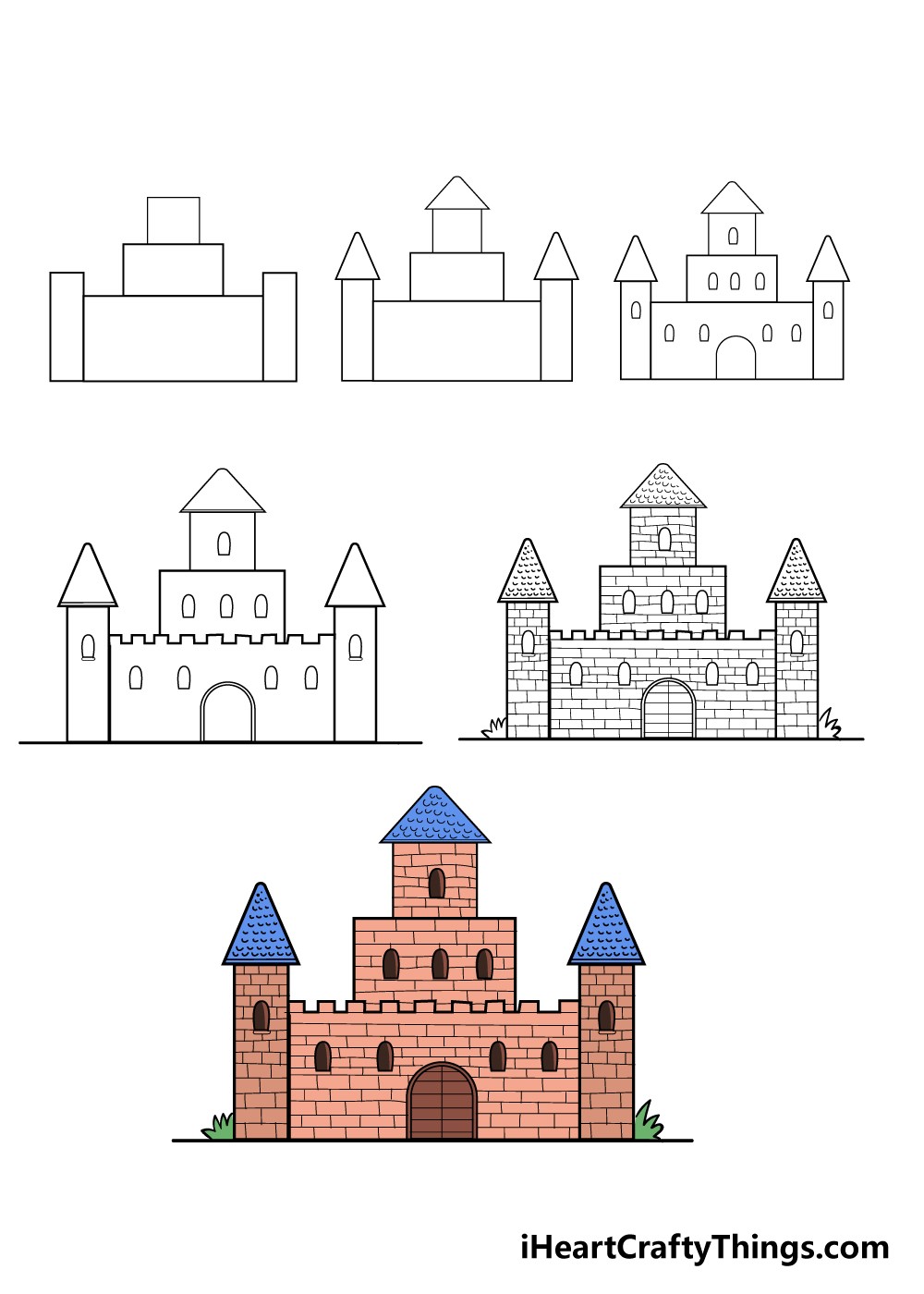 Desenhos de Um castelo de tijolos vermelhos