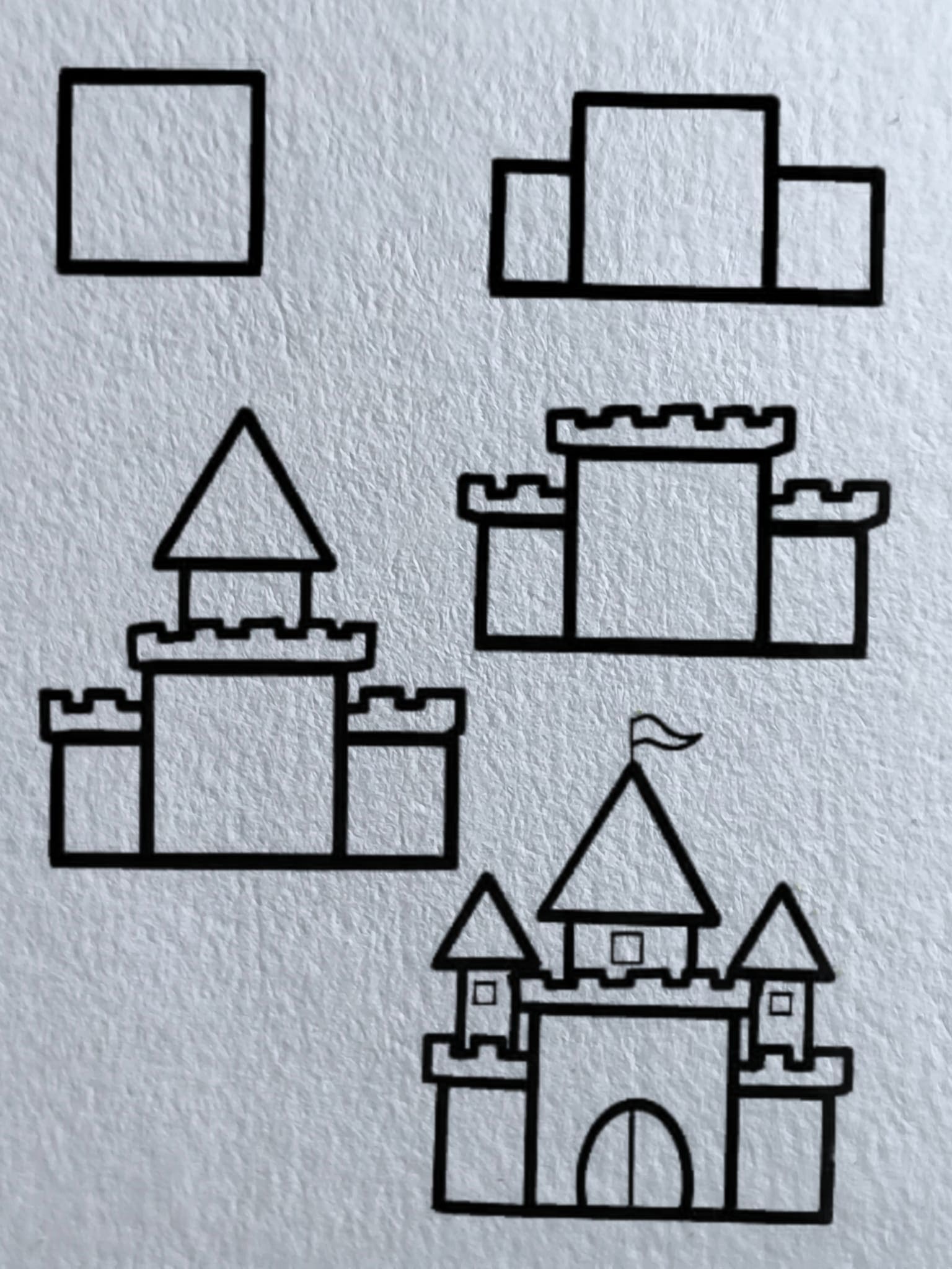 Desenhos de Um castelo fácil e simples