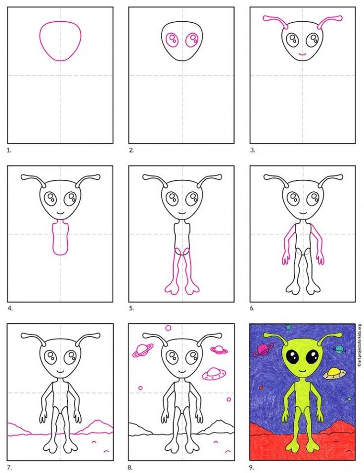 Desenhos de Alienígena em planeta