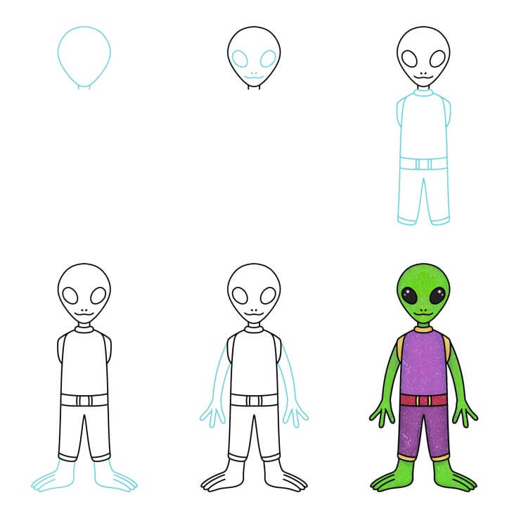 Desenhos de Alienígena fica de pé