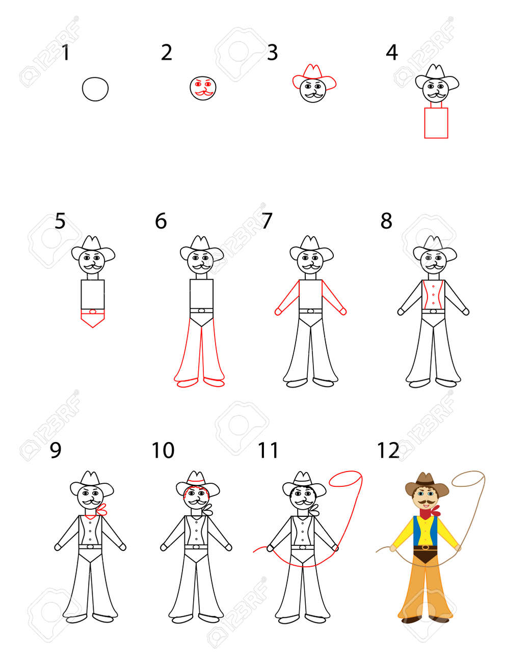 Desenhos de Cowboy joga corda 2