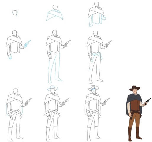 Desenhos de Cowboy segurando arma