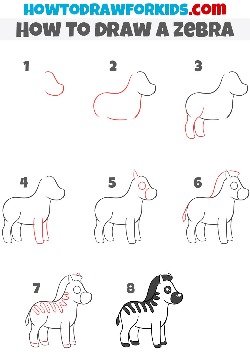 Desenhos de Filhote de zebra em pé
