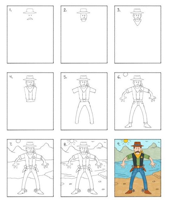 Desenhos de velho cowboy