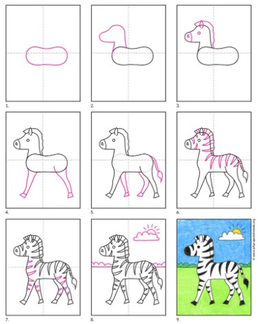 Desenhos de Zebra caminhando