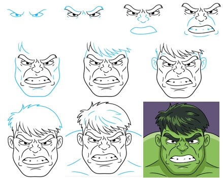 Desenhos de Cara do Hulk