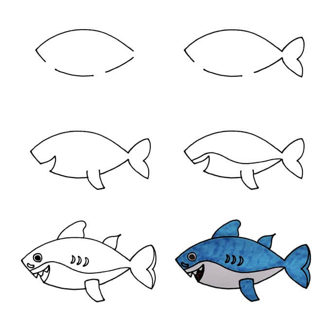Desenhos de Imagem simples de tubarão