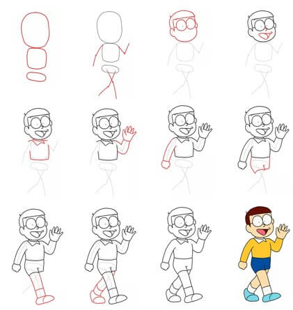 Desenhos de Nobita vai dar uma volta