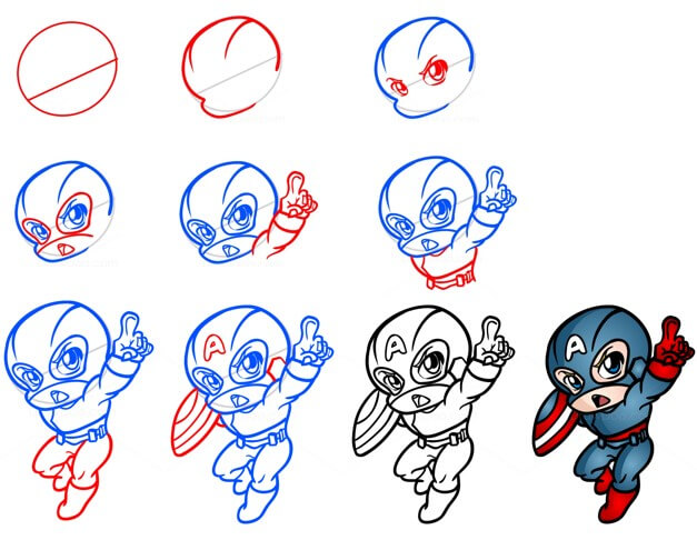 Desenhos de O Capitão América se ofereceu como voluntário