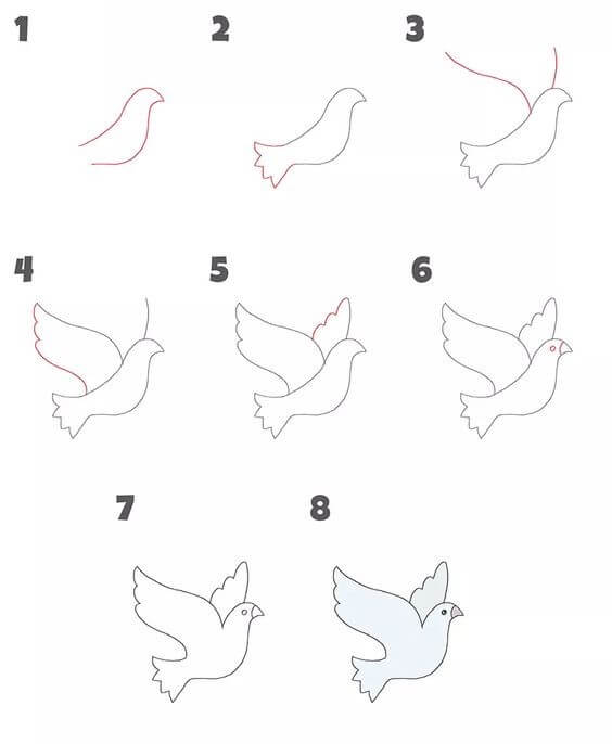 Desenhos de Pomba em voo