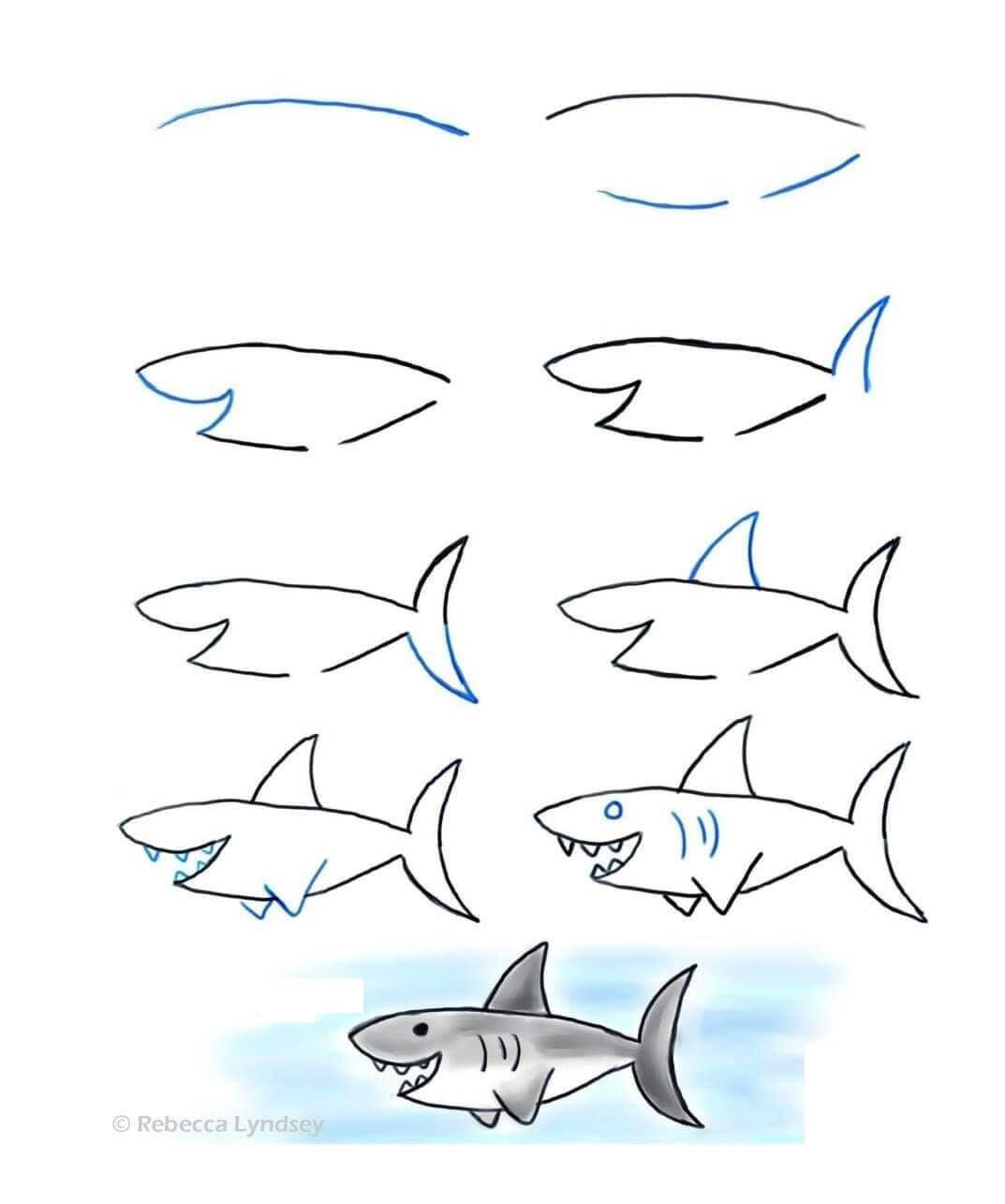 Desenhos de Tubarão adorável