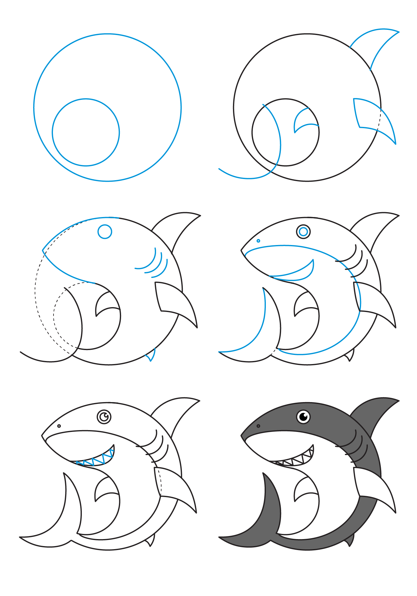 Desenhos de Tubarão em bicicleta