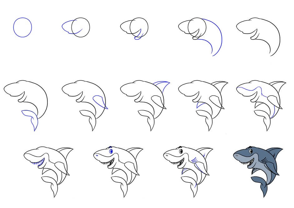 Desenhos de Tubarão engraçado