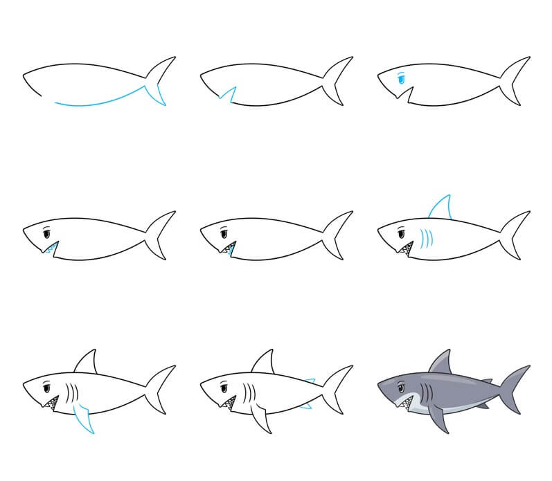 Desenhos de Tubarão fácil