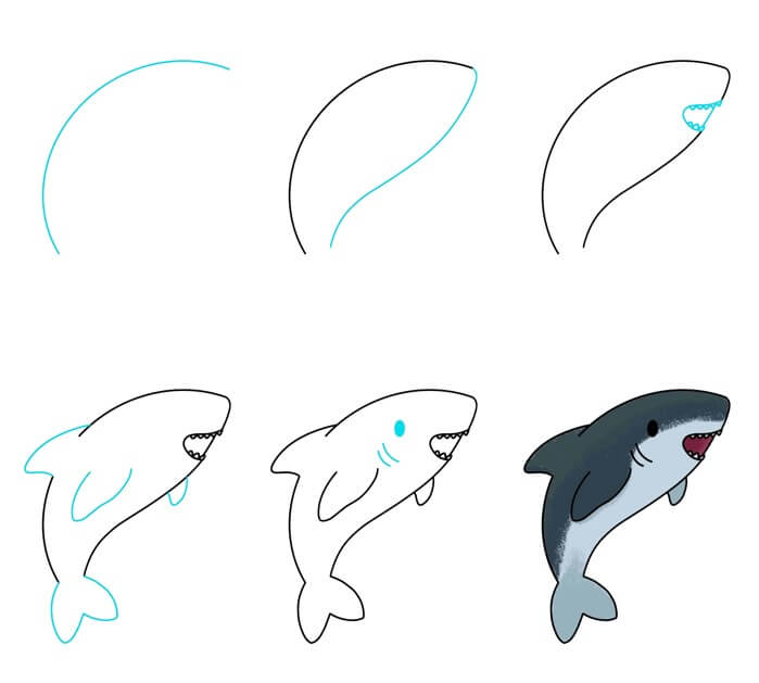 Desenhos de Tubarão feliz