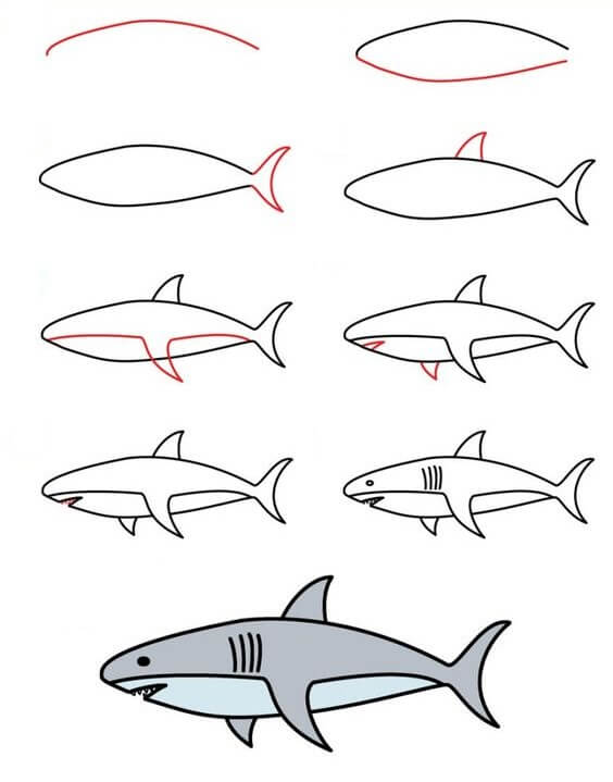 Desenhos de Tubarão Longo