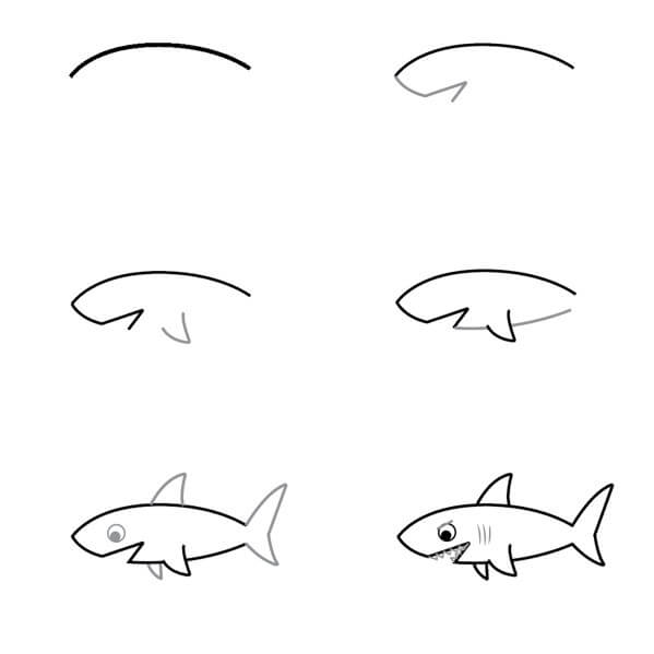 Desenhos de Tubarão muito fácil