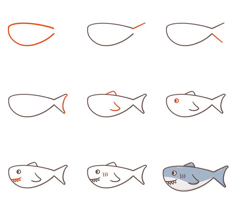 Desenhos de Tubarões para crianças