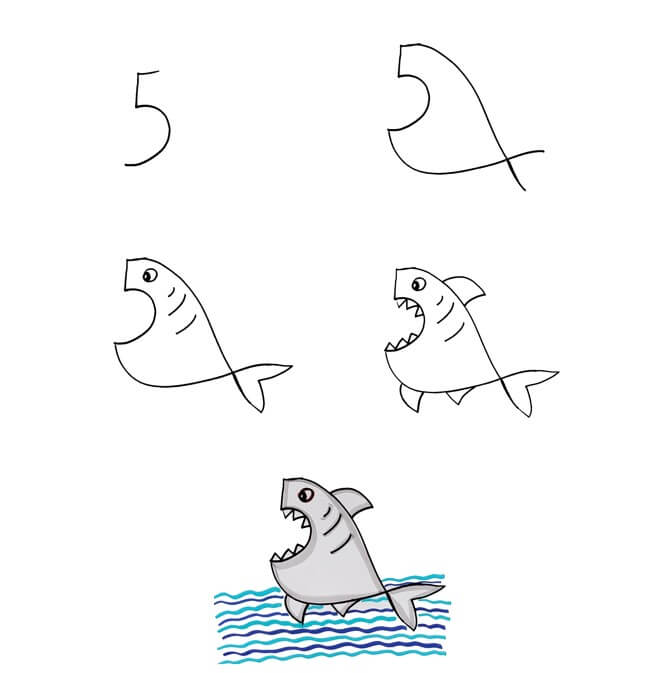Desenhos de Tubarões para crianças gratis
