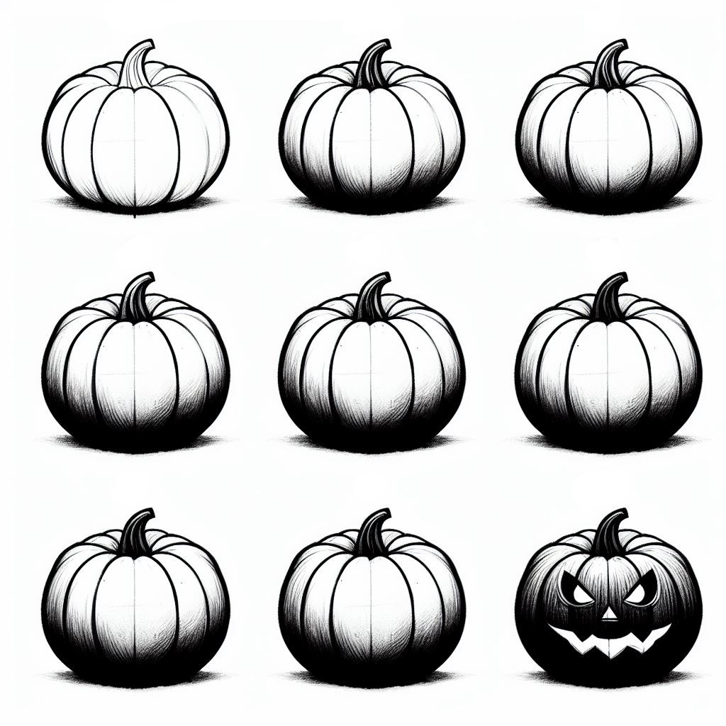 Desenhos de Abóbora assustadora de Halloween