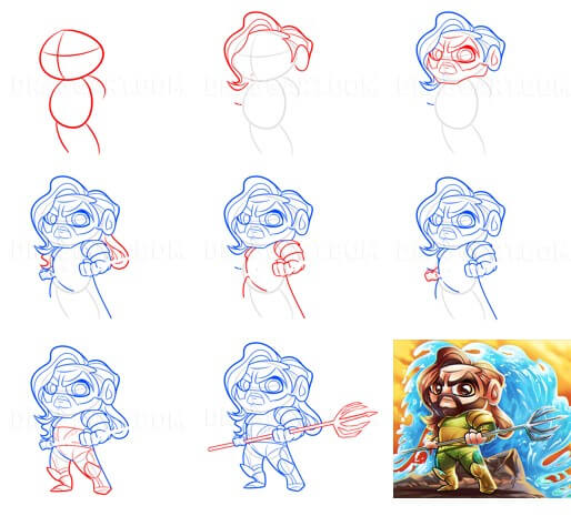 Desenhos de Aquaman e a onda