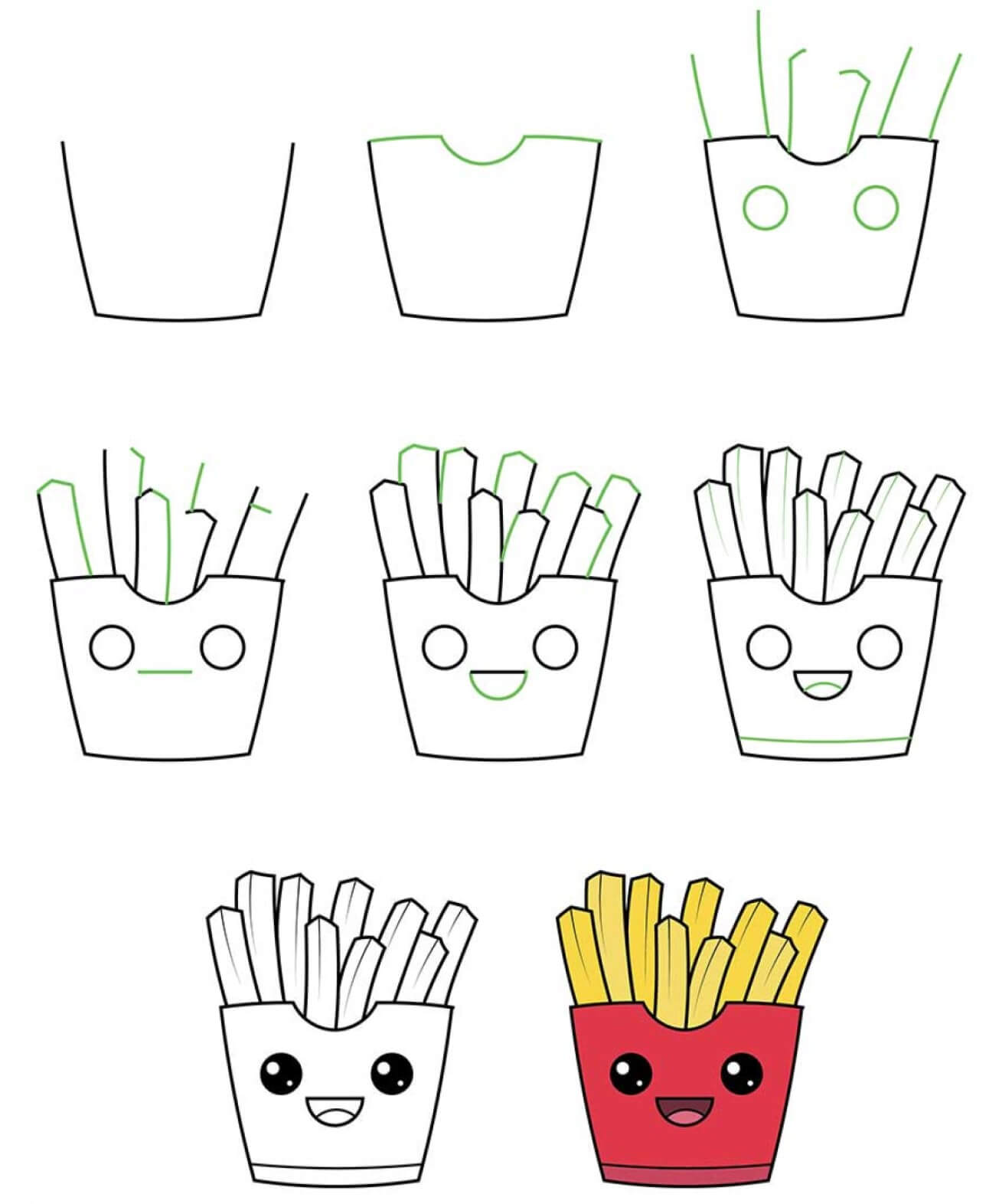 Desenhos de Batatas fritas felizes