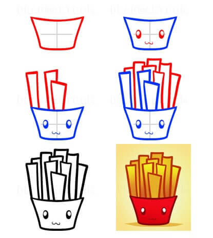 Desenhos de Batatas fritas kawaii