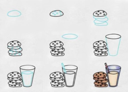 Desenhos de Biscoitos e leite