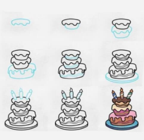 Desenhos de Bolo de creme com vela