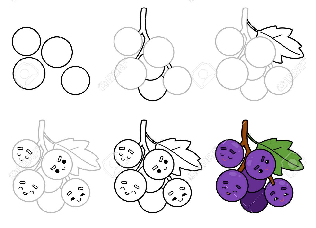 Desenhos de Cacho de uvas feliz