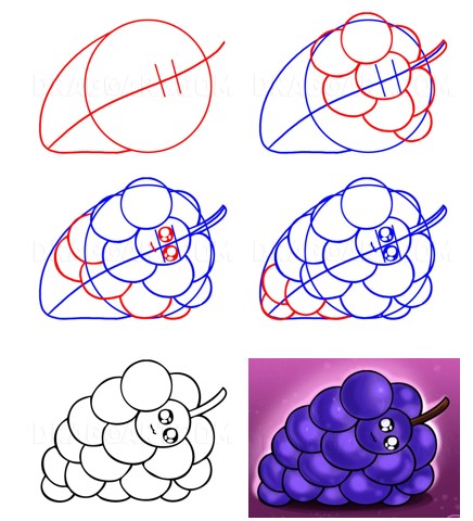 Desenhos de Cacho de uvas fofo