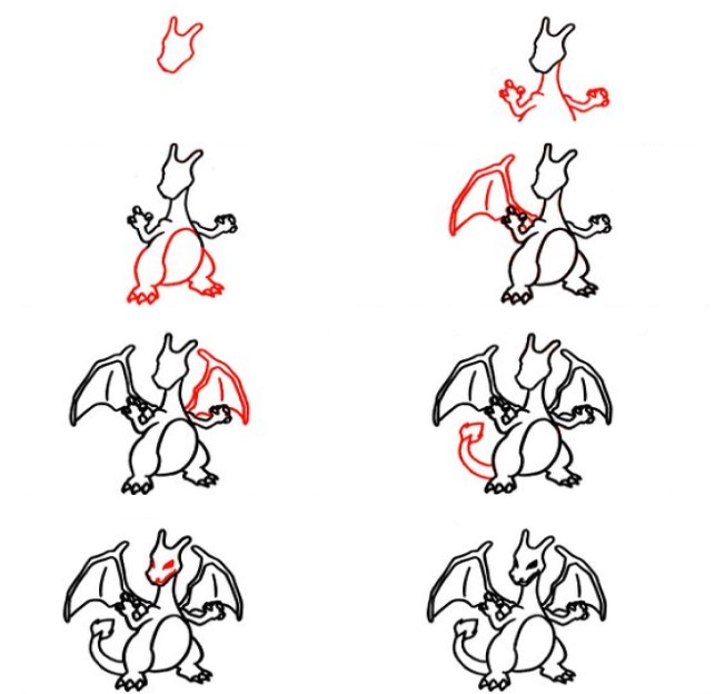 Desenhos de Charizard abriu as asas