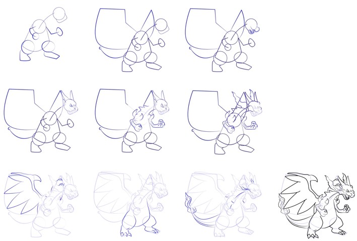 Desenhos de Charizard queima