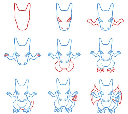 Desenhos de Charizard voa