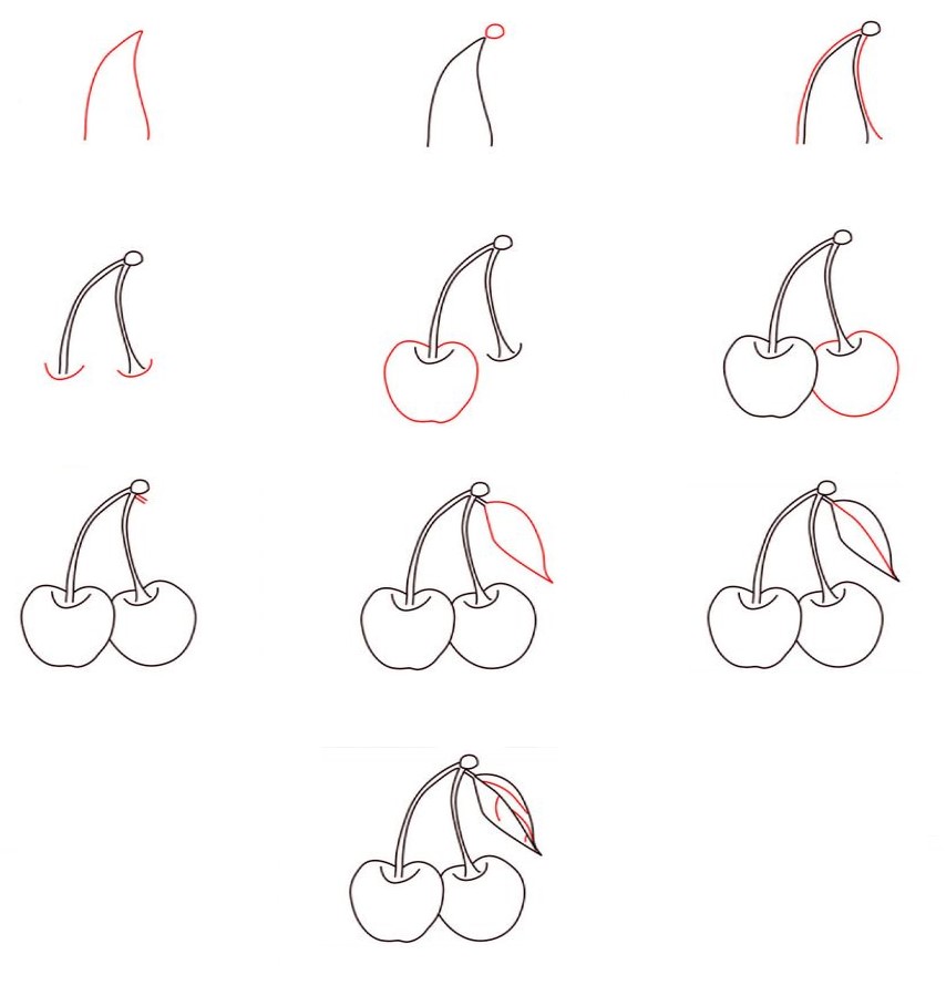 Desenhos de Contorno de cereja