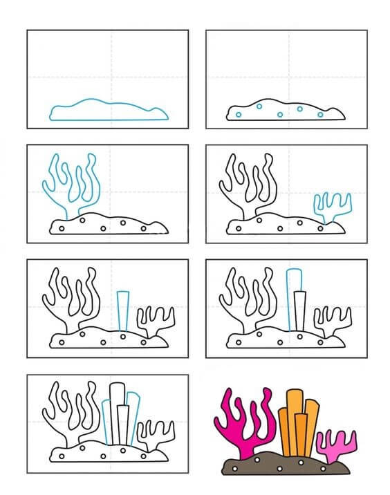 Desenhos de Coral Pólipo Estrela Verde